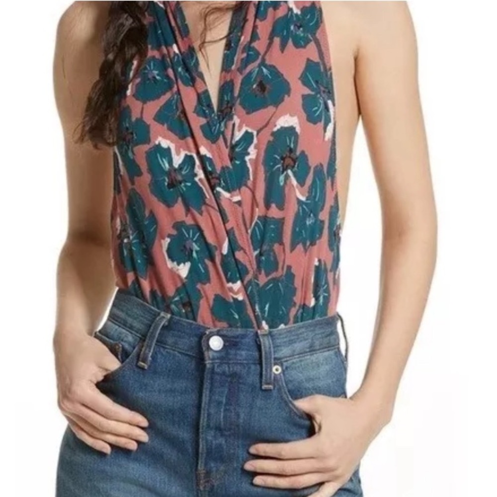Free People Intimately Faux Wrap Floral Bodysuit